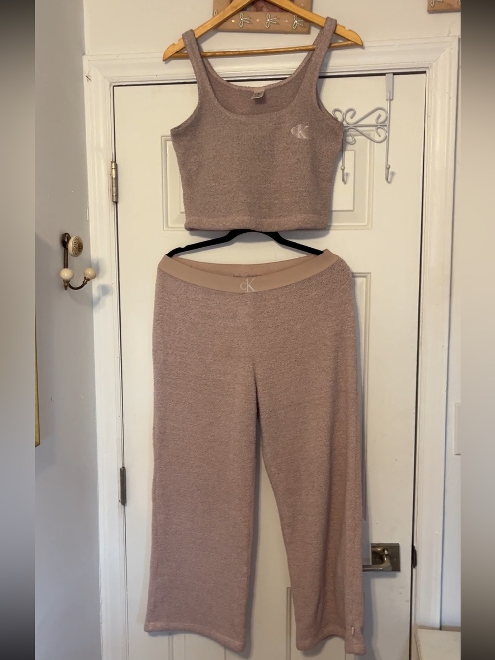 Calvin Klein Cozy Knit Tank and Wide-Leg Pants — Dusty Mauve Pink